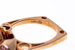 14k Rose Gold Checkerboard Citrine and Pink Sapphire Heart Ring