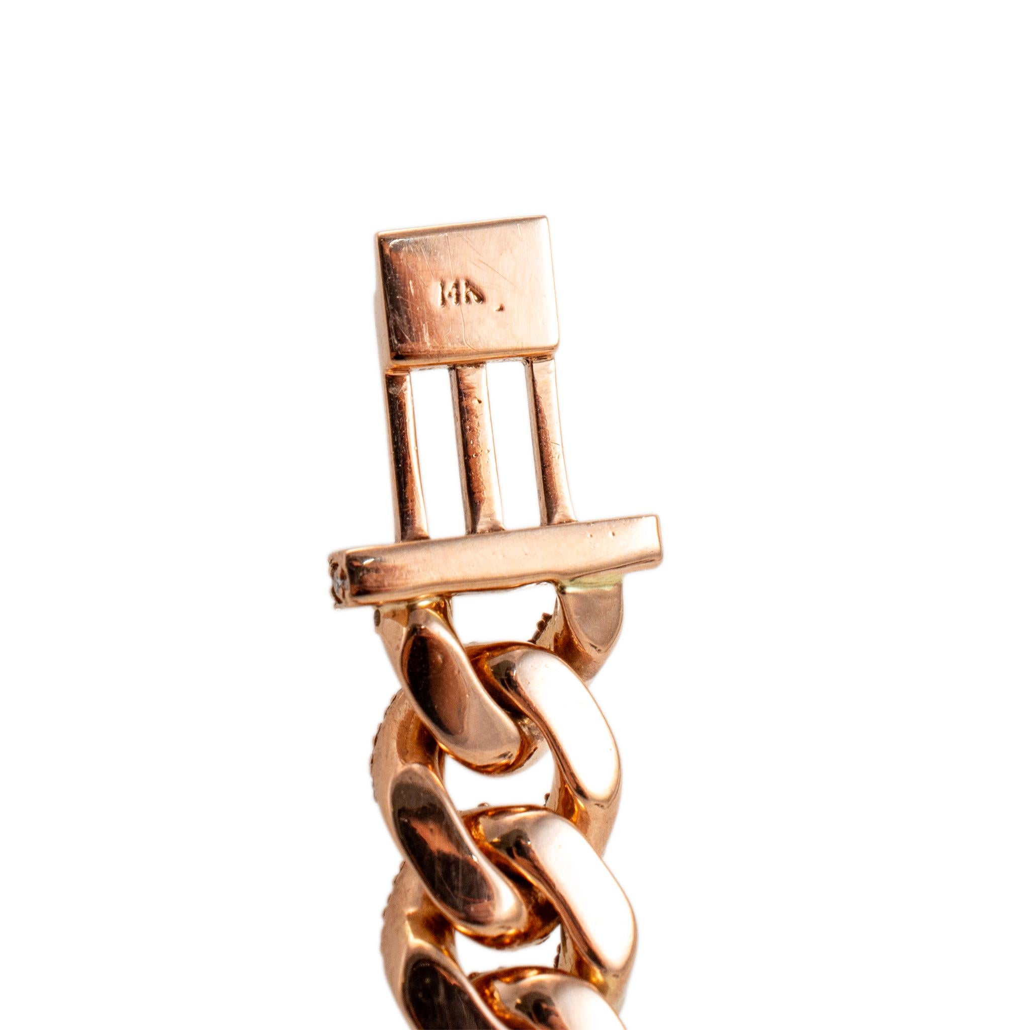 da uomo o donna Collana a catena cubana Chocker Pave Diamond 28.88ct in oro rosa 14K in vendita