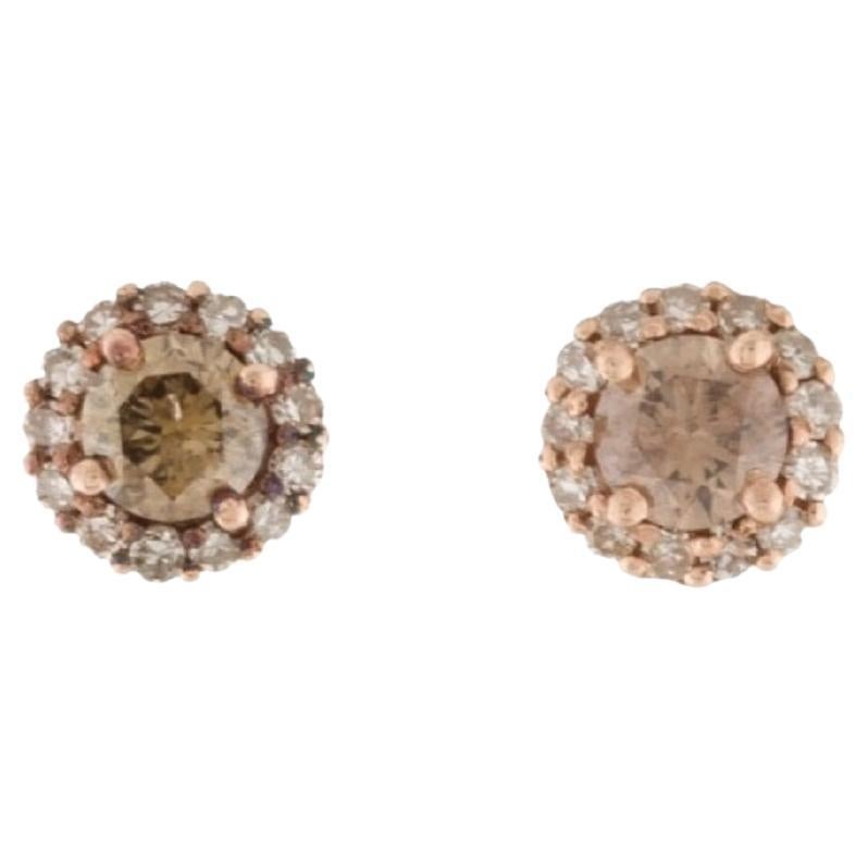14k Rose Gold Chocolate Stunning Diamond Earrings For Sale