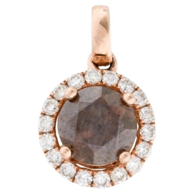 14k Rose Gold Chocolate Vintage Diamond Pendant For Sale