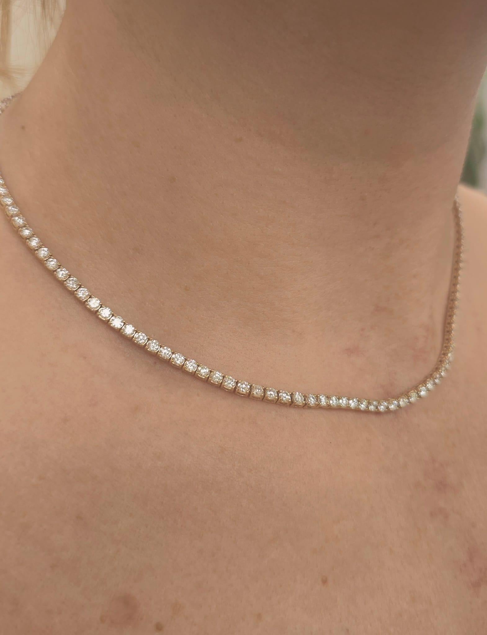 Colliers de tennis classiques en or rose 14K 8.06Cts Neuf - En vente à New York, NY