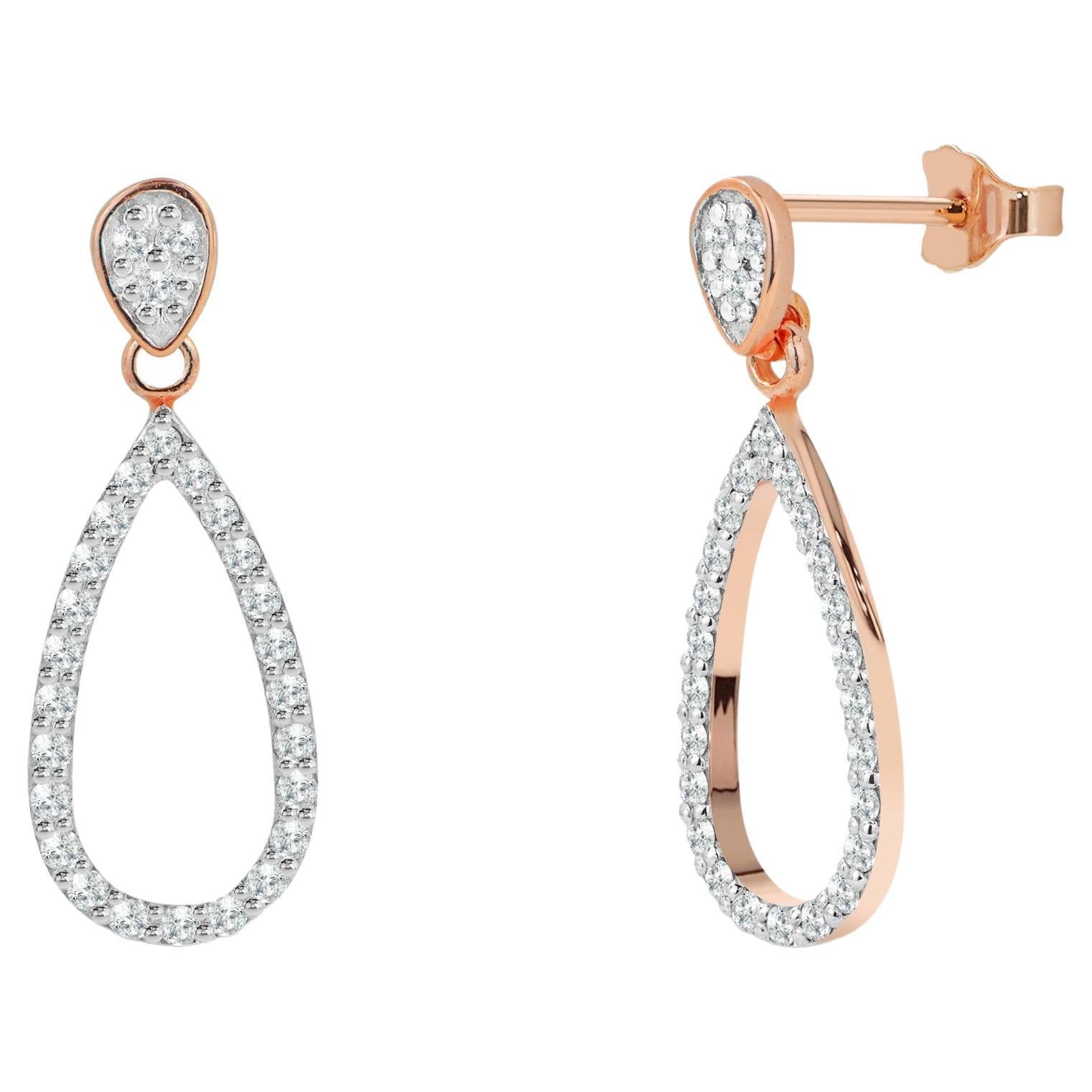 Boucles d'oreilles en or 14k avec diamant en grappe Boucles d'oreilles en forme de larme de diamant en vente