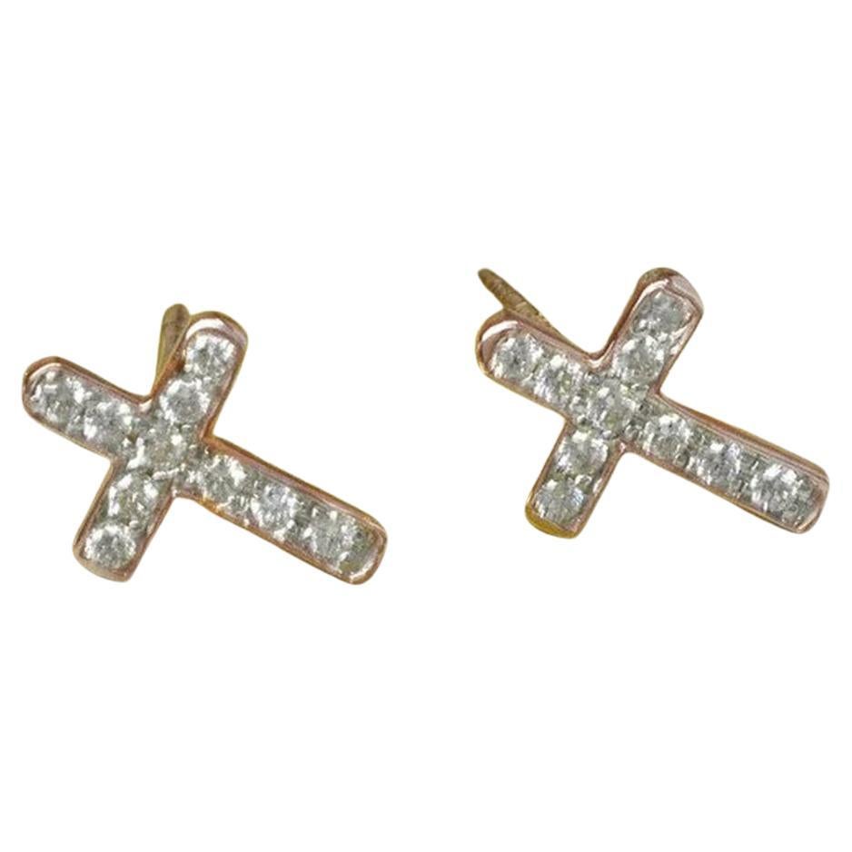 Atelier Zobel Diamond Oxidized Silver Gold CrissCross Earrings at 1stDibs
