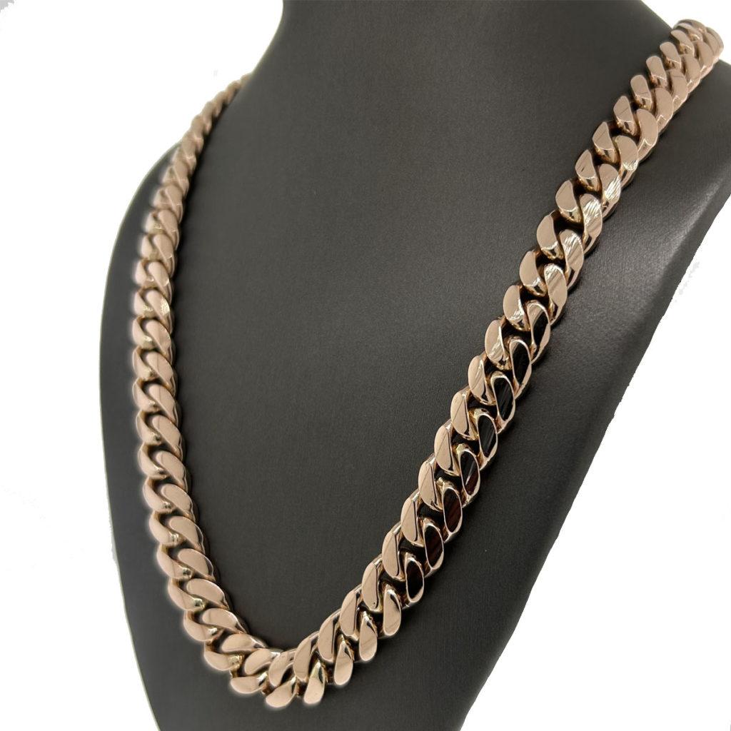 14k Rose Gold Cuban Link 24″ Kette Halskette 150.6g für Damen oder Herren im Angebot