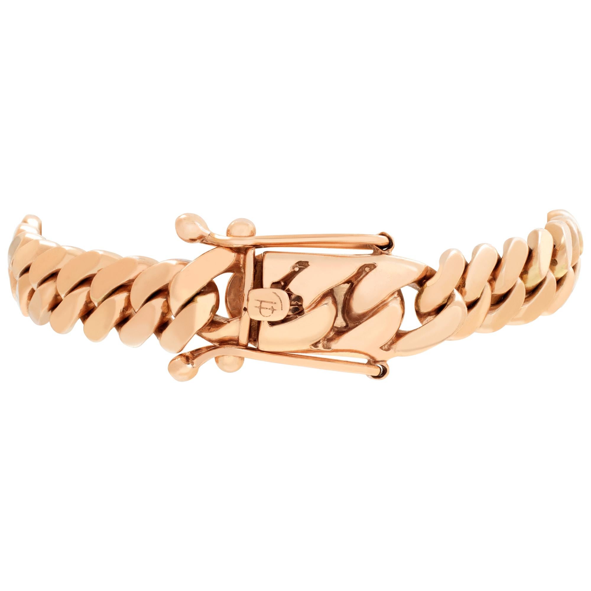 14k Rose Gold Cuban Link Bracelet In Excellent Condition In Surfside, FL