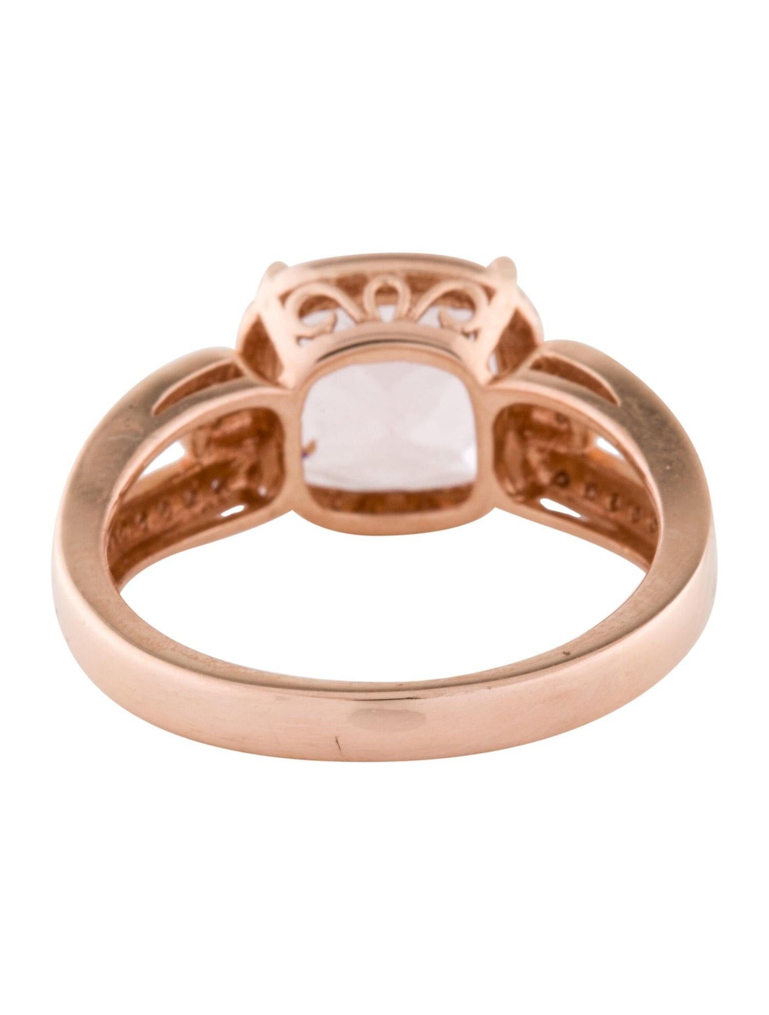 Contemporary 14K Rose Gold Cushion Morganite Cocktail Ring For Sale