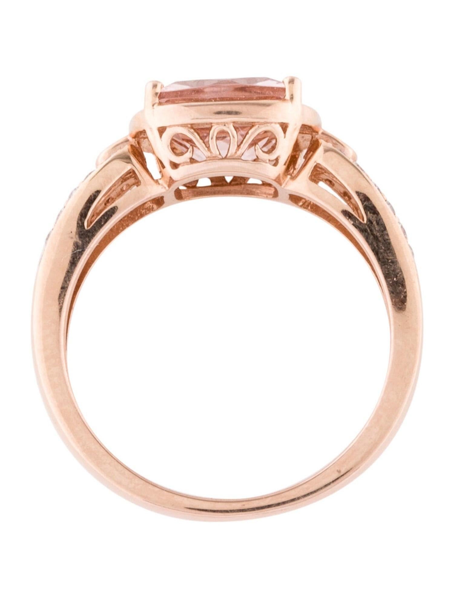 Cushion Cut 14K Rose Gold Cushion Morganite Cocktail Ring For Sale