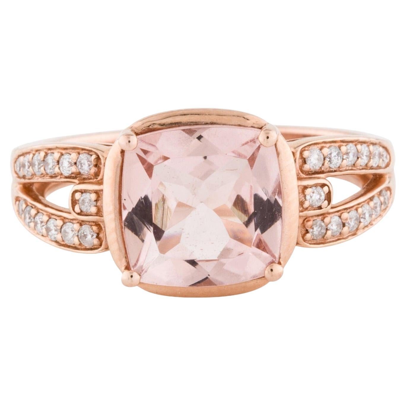 14K Rose Gold Cushion Morganite Cocktail Ring For Sale