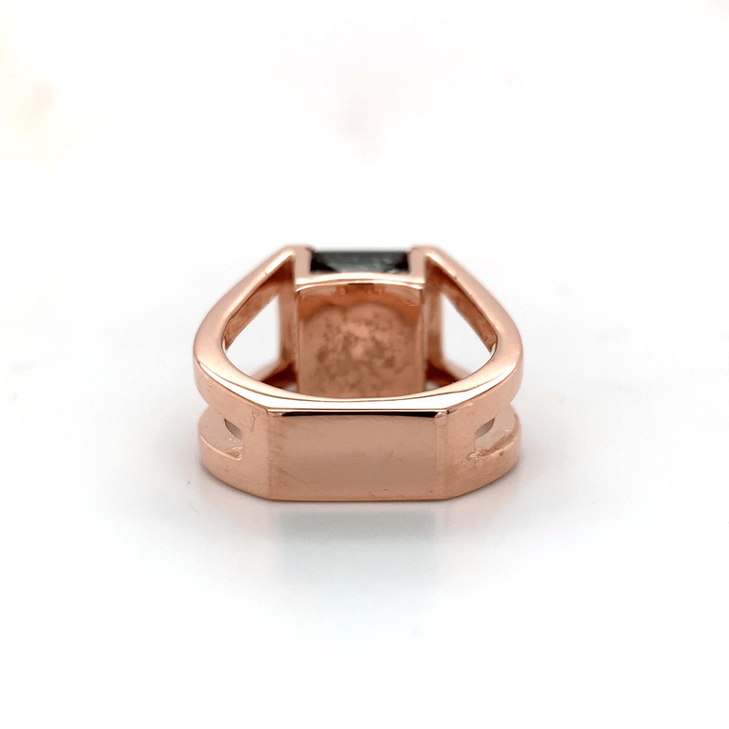 Anello personalizzato in oro rosa 14K con tormalina bicolore di Harry Roa In condizioni buone in vendita a Big Bend, WI