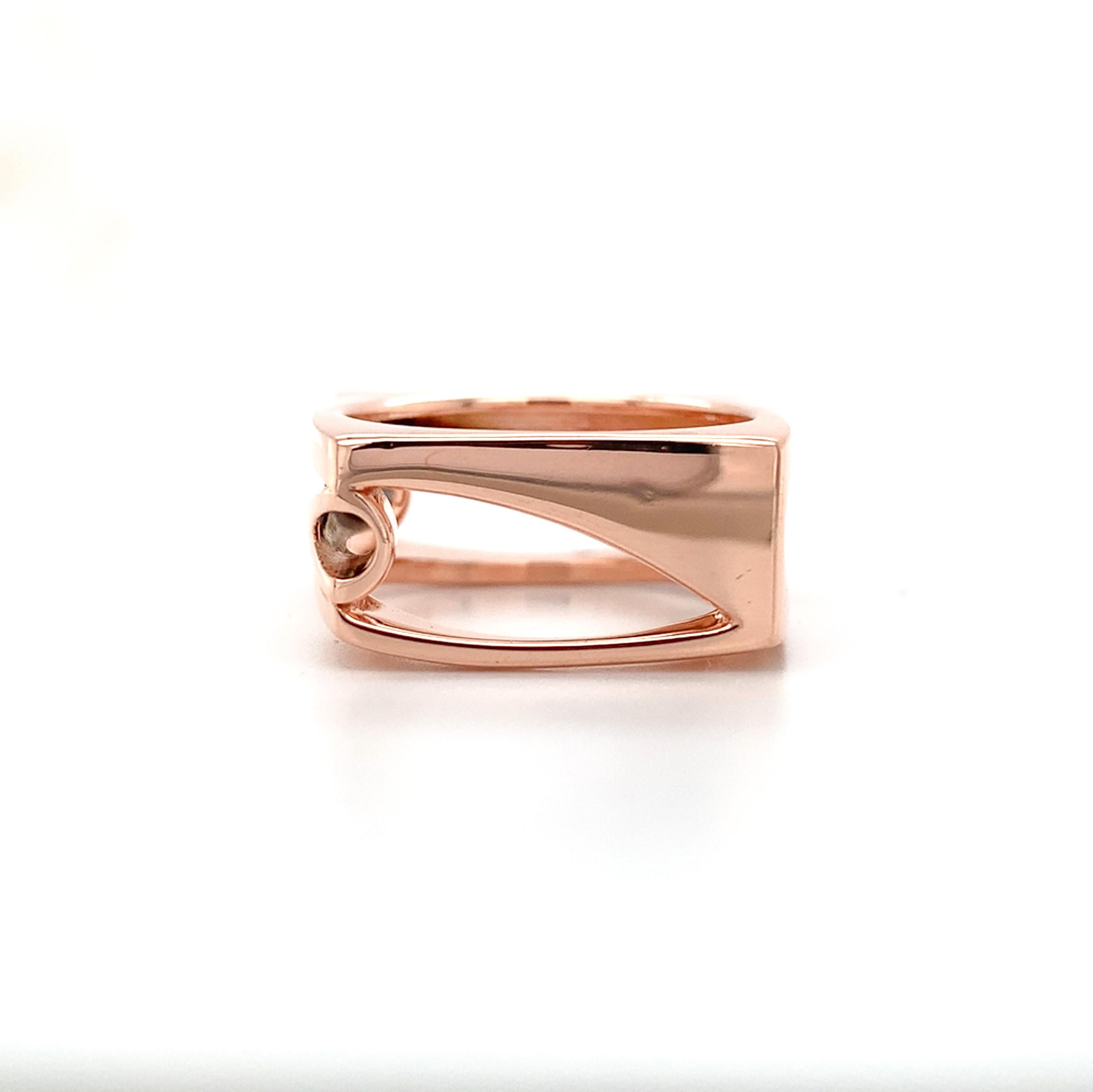 Anello personalizzato in oro rosa 14K con giada nera e diamanti di Harry Roa In condizioni buone in vendita a Big Bend, WI