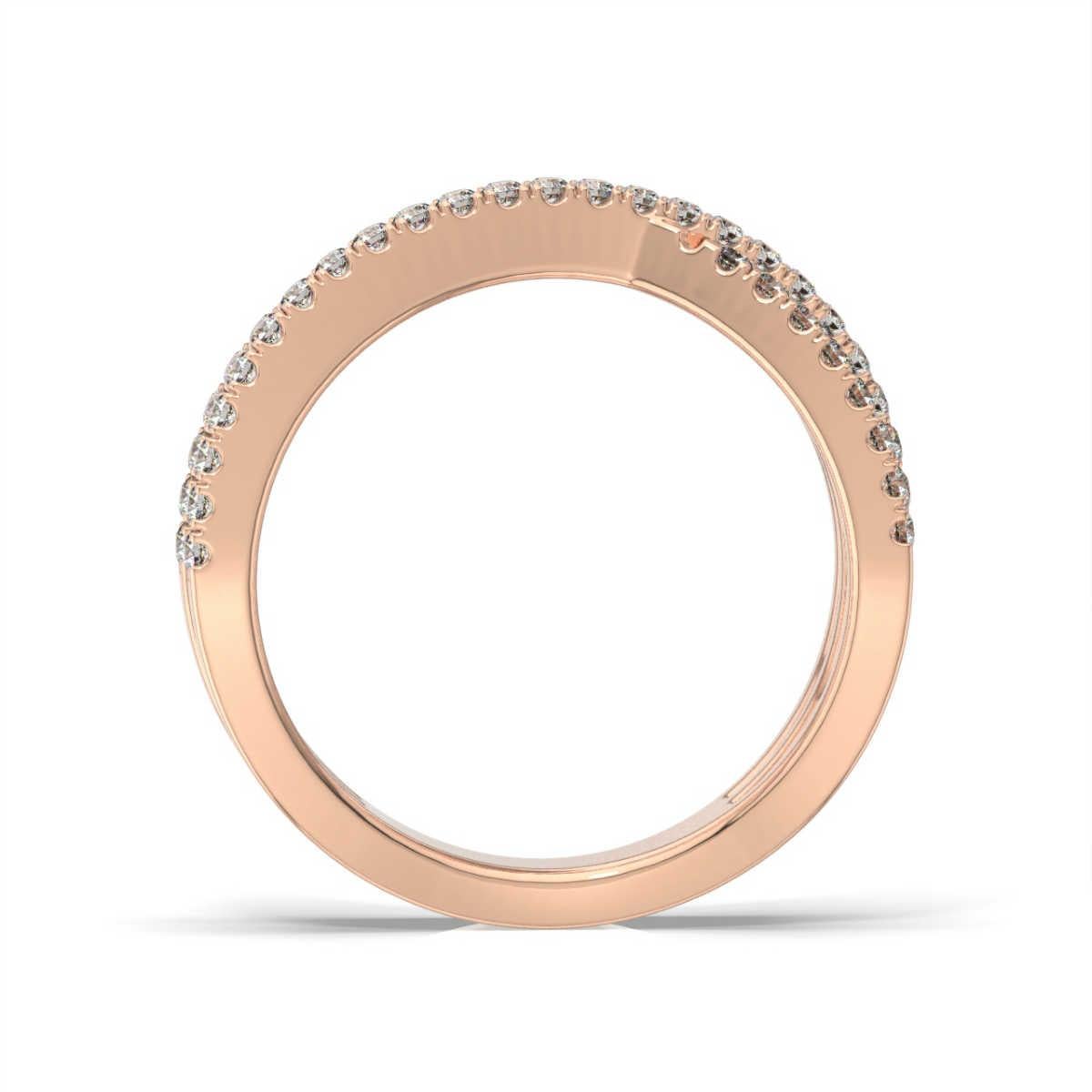 This contemporary, fashionable ring features three rows of Interweave Micro Prongs set diamonds.

Product details: 

Center Gemstone Color: WHITE
Side Gemstone Type: NATURAL DIAMOND
Side Gemstone Shape: ROUND
Metal: 14K Rose Gold
Metal Weight: