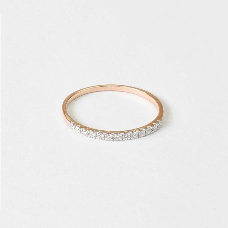 Customizable 14k Gold 0.11 Carat Diamond Half Eternity Ring Band For ...