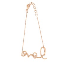 14k Rose Gold Delicate Script "Love" Bracelet 7" Long Gorgeous!