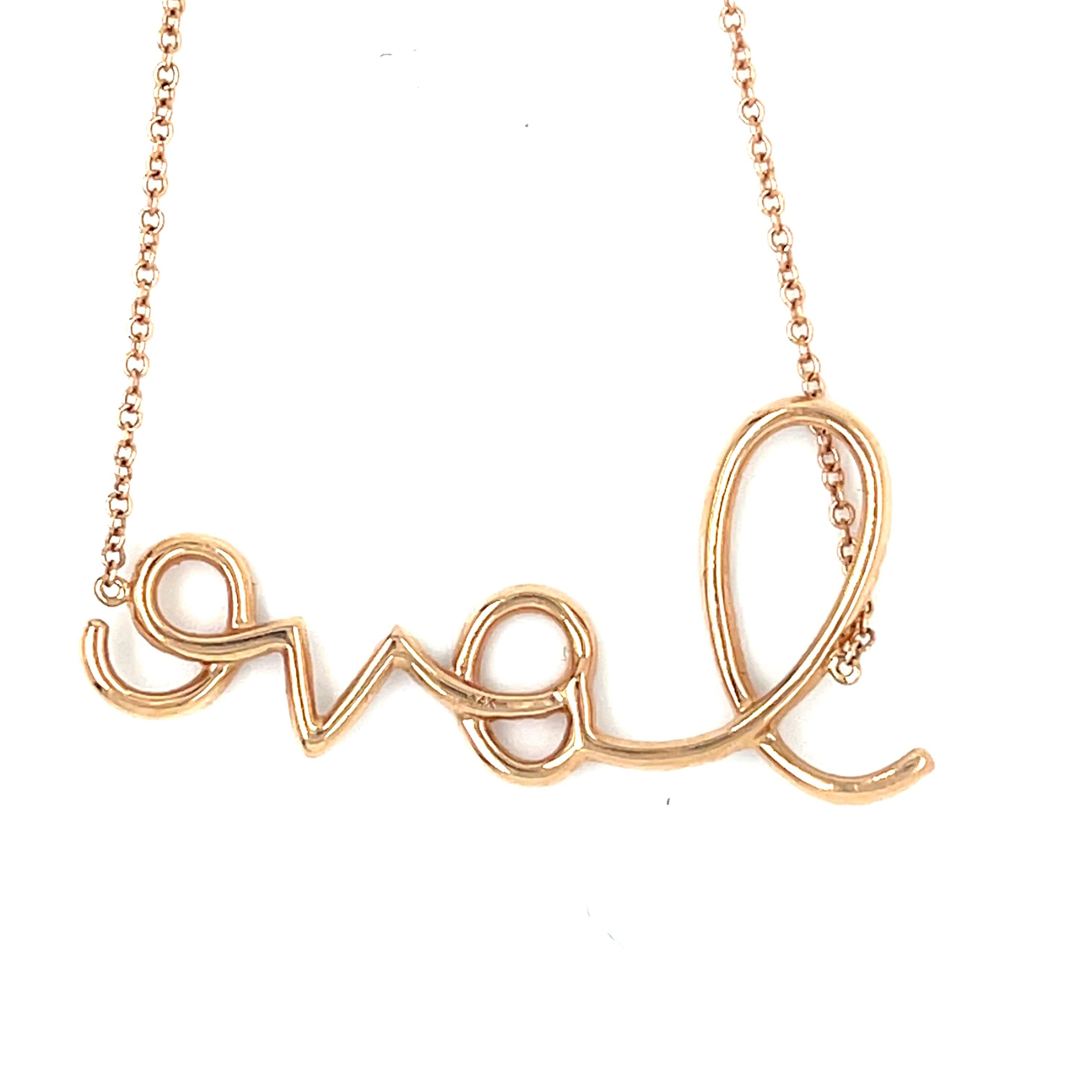 14k Rose Gold Delicate Script 