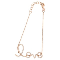 14k Rose Gold Delicate Script "Love" Bracelet 7" Long Gorgeous!