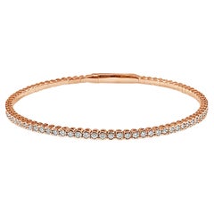 14K Rose Gold Diamond 0.95ct Flexible Bangle for Her