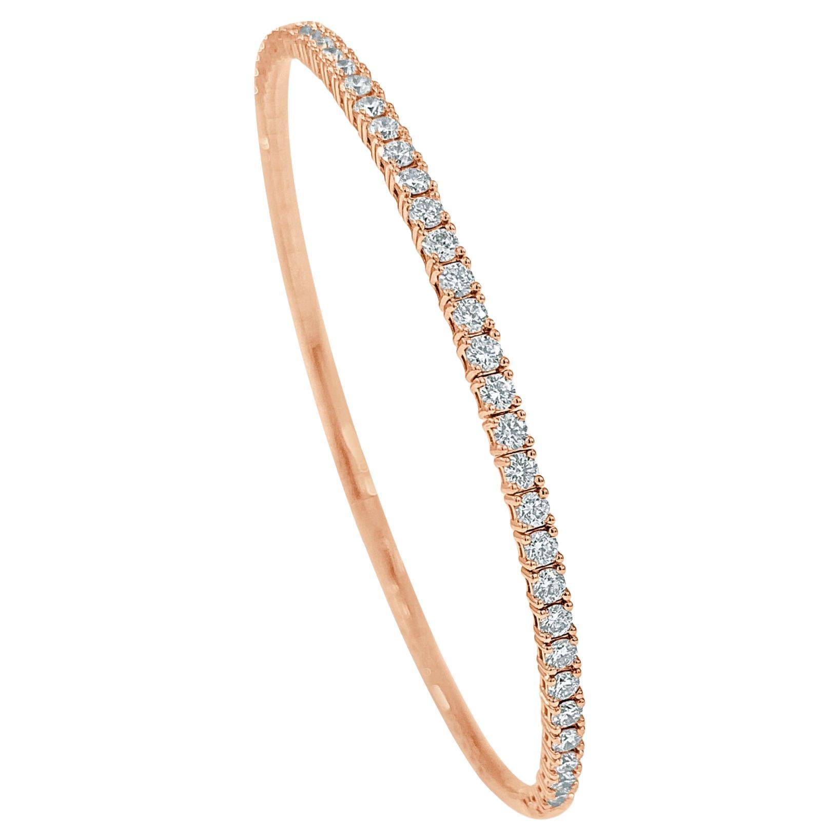 Diamond Bangle for Her 14k Gold 1.45 Ct Flexible Women's Stackable Bangle