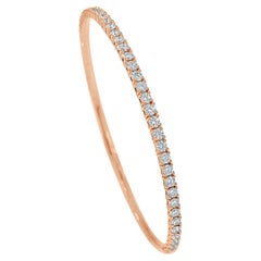 Bracelet jonc souple en or rose 14 carats avec diamants de 1,50 carat pour elle