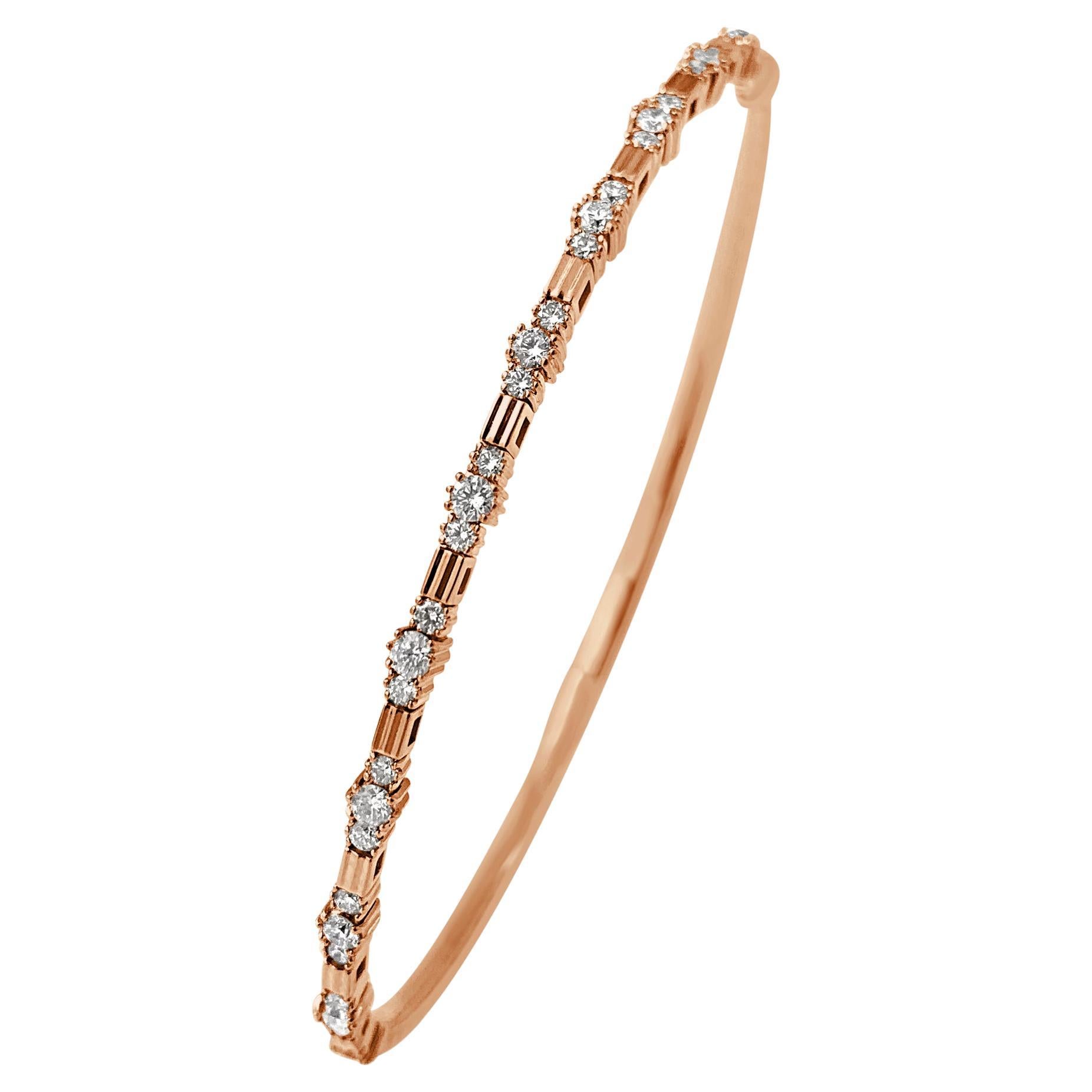 14K Rose Gold Diamond .75ct Flexible Bracelet for Her For Sale