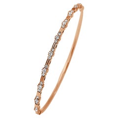Bracelet flexible en or rose 14K avec diamant .75ct pour elle