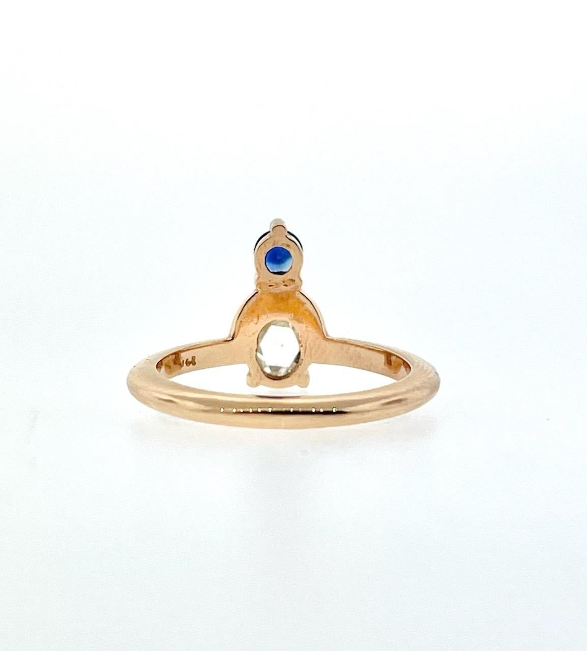 14K Rose Gold Diamond and Sapphire Ring For Sale 1