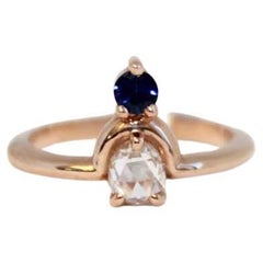 14K Rose Gold Diamond and Sapphire Ring