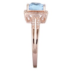 14K Rose Gold Diamond and Topaz Small Rectangle Ring