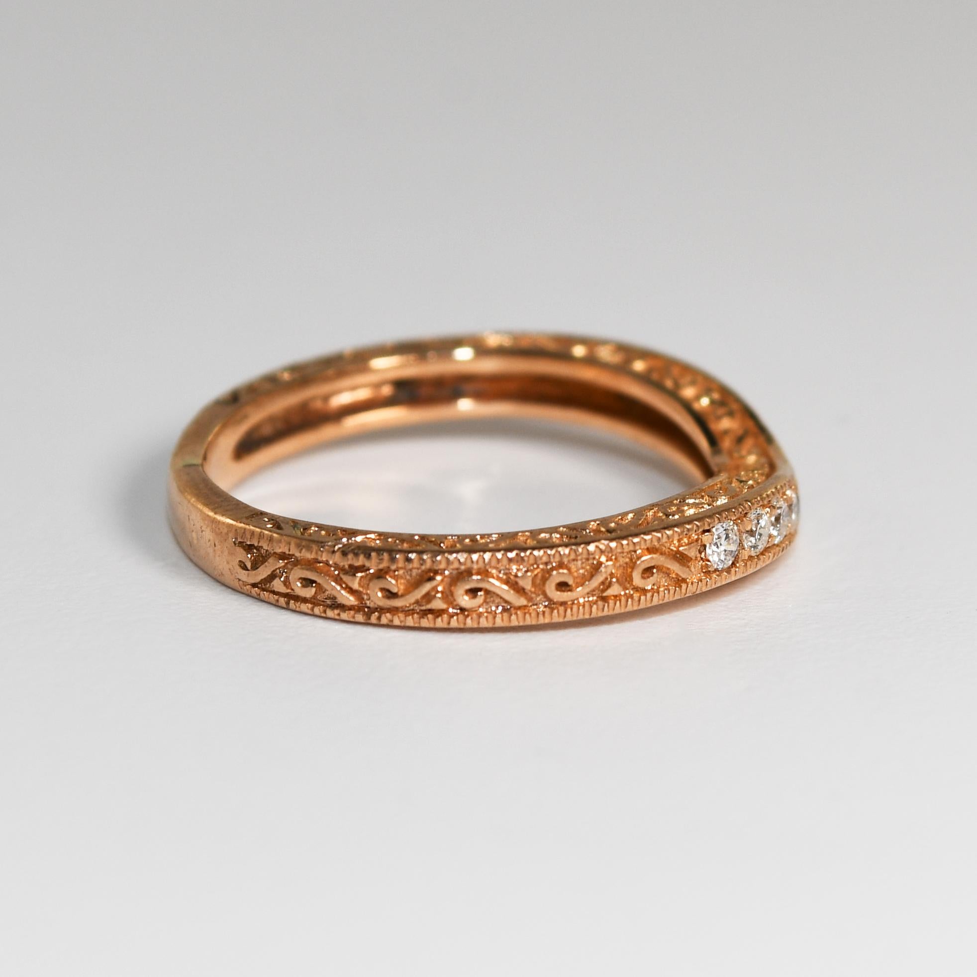Rose Cut 14K Rose Gold Diamond Band 0.15ct For Sale