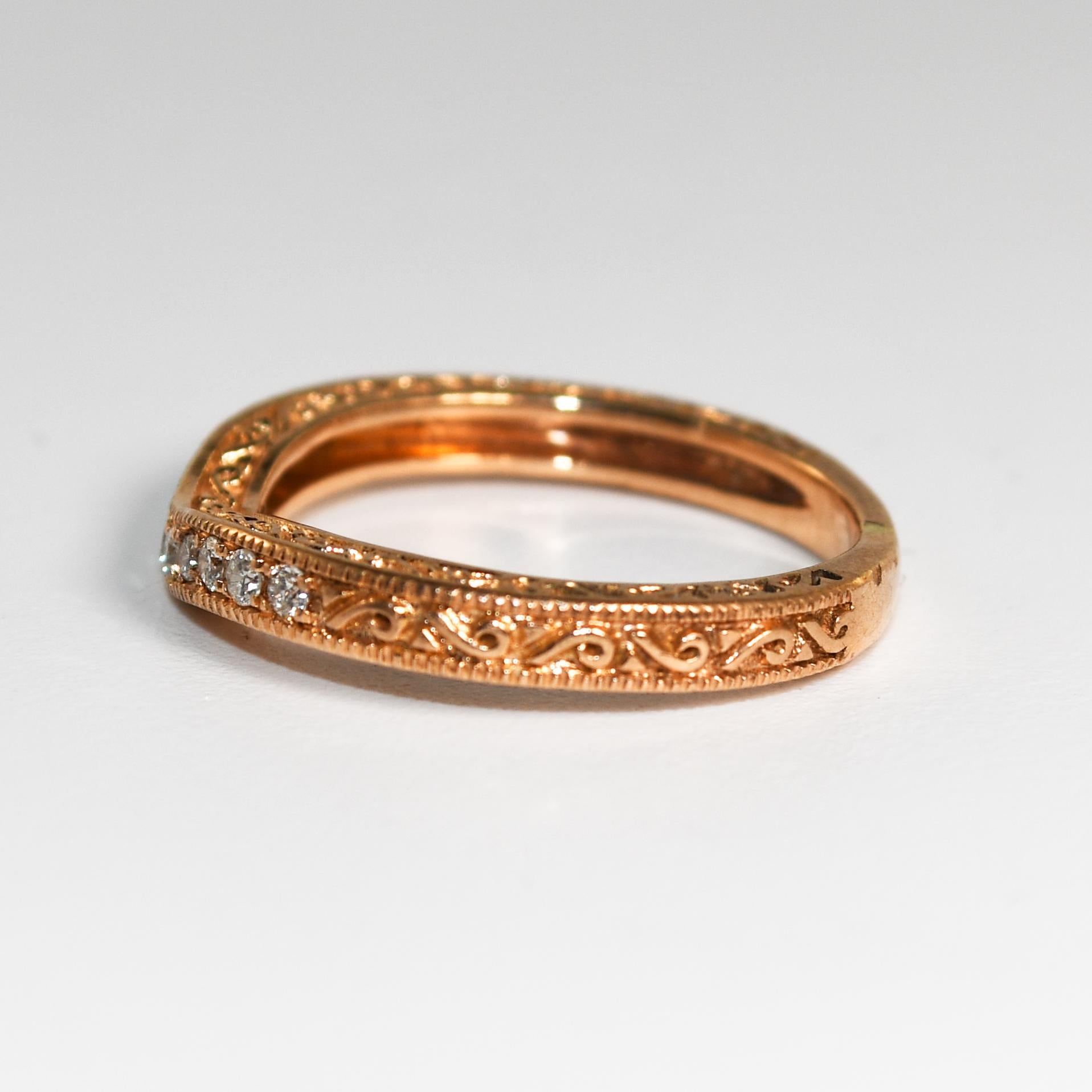 Women's or Men's 14K Rose Gold Diamond Band 0.15ct For Sale