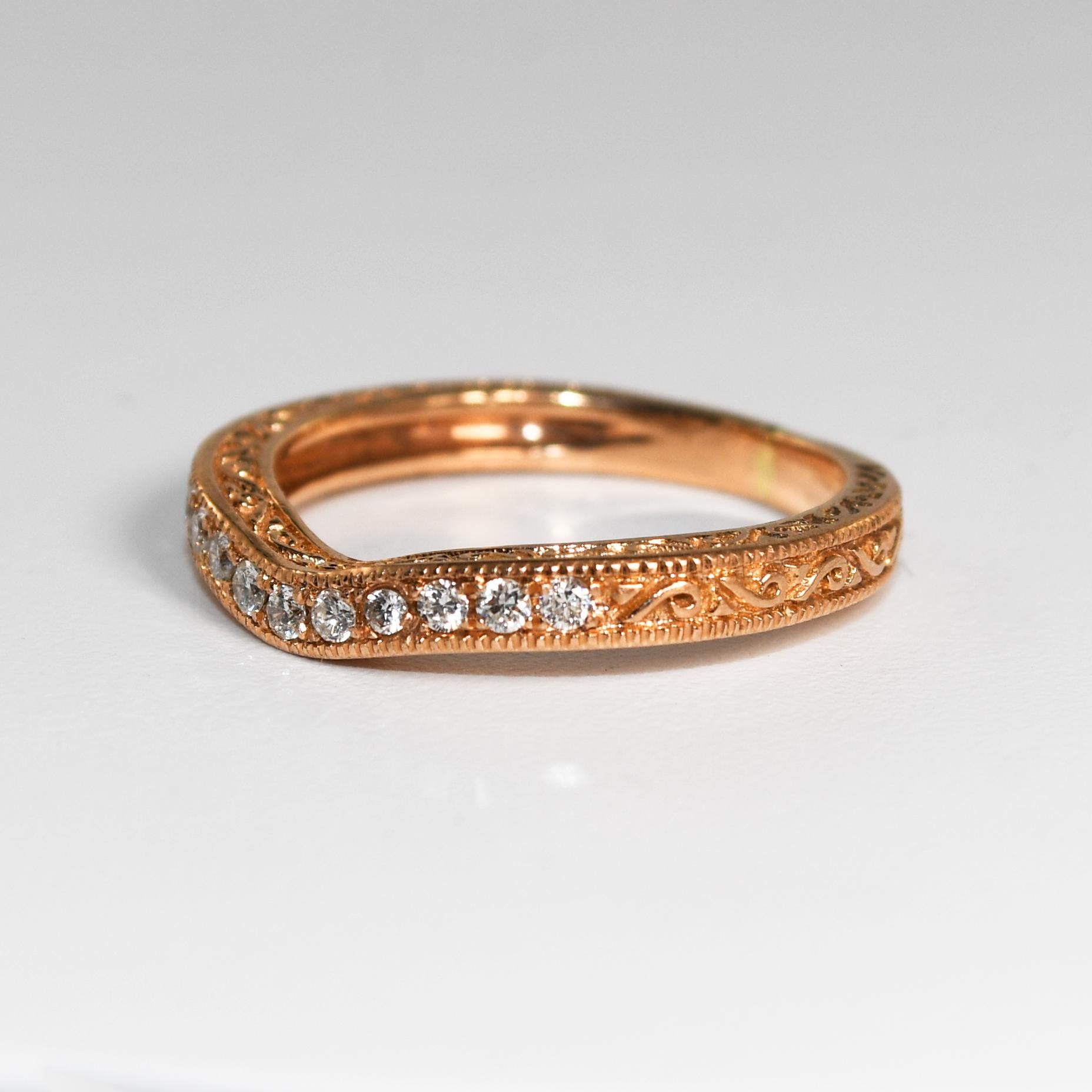 14K Rose Gold Diamond Band 0.15ct For Sale 1