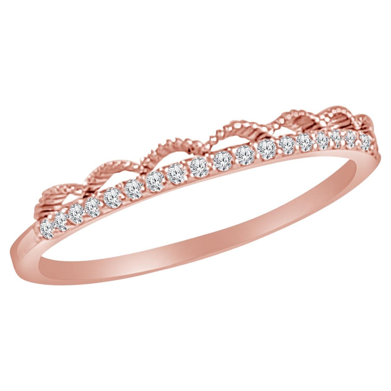 14K Rose Gold Diamond Band for Her For Sale