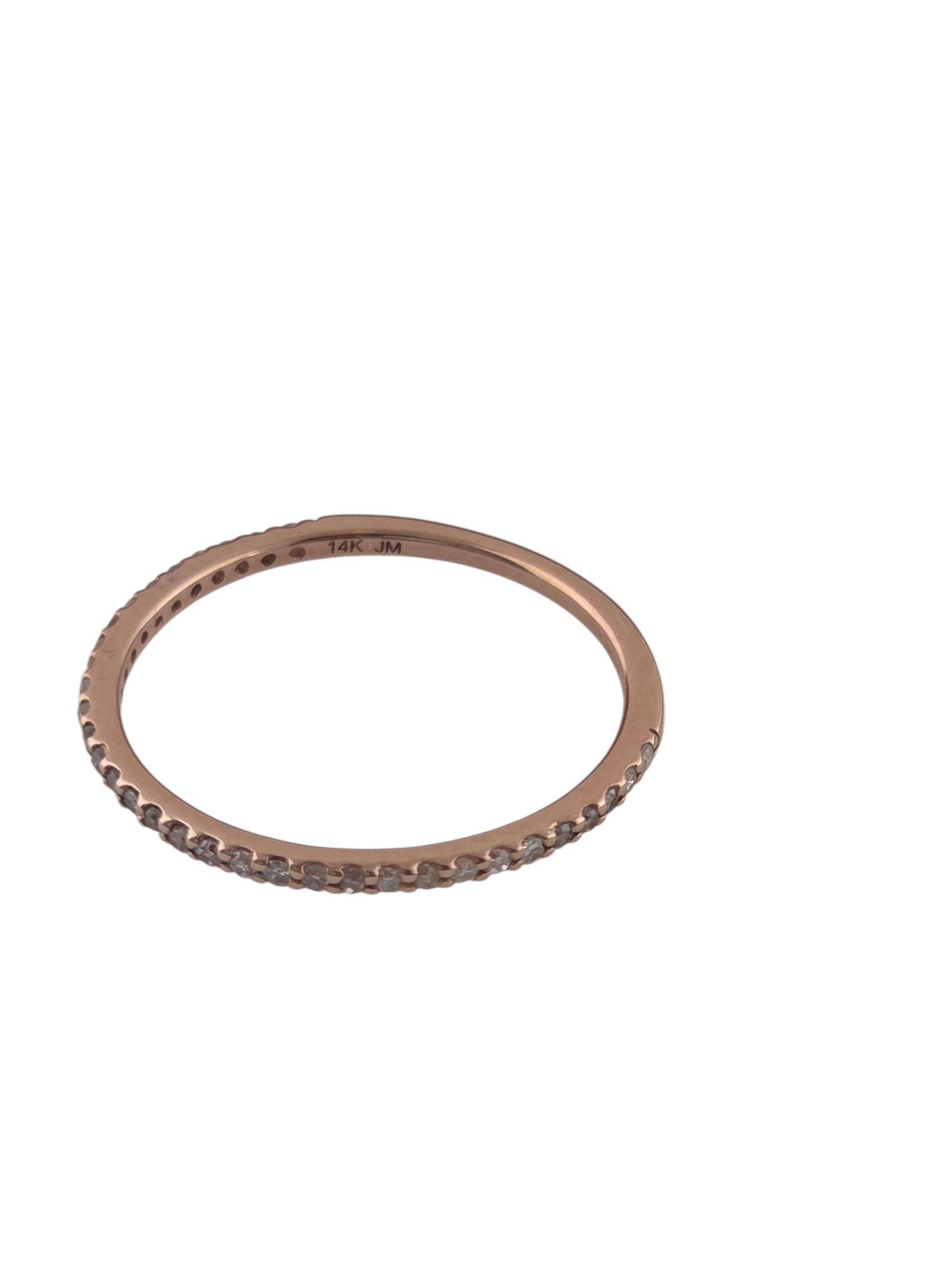 Taglio singolo Anello con fascia di diamanti in oro rosa 14K #23705 in vendita