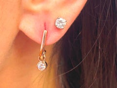 14K Rose Gold Diamond Bezel Set Drop Earrings 0.40 Carats