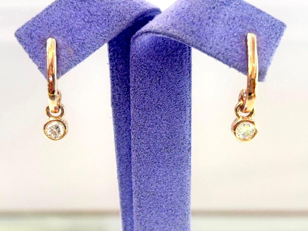 Pendientes de oro rosa de 14 quilates con diamantes engastados en bisel 0,40 quilates Corte redondo en venta