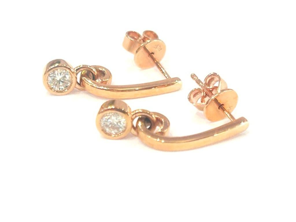 Pendientes de oro rosa de 14 quilates con diamantes engastados en bisel 0,40 quilates en Bueno estado para la venta en Beverly Hills, CA