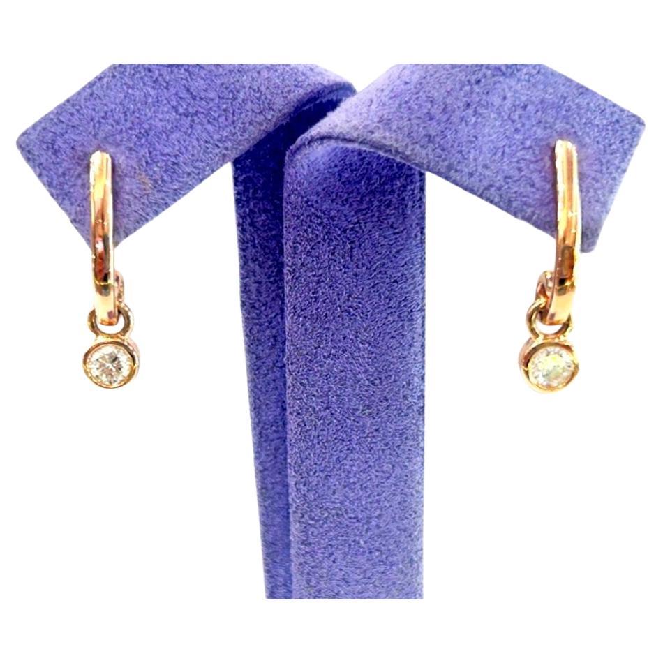 Pendientes de oro rosa de 14 quilates con diamantes engastados en bisel 0,40 quilates en venta