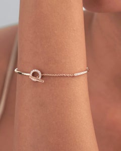 Bracelet en or rose 14 carats serti de diamants, en or massif 14 carats