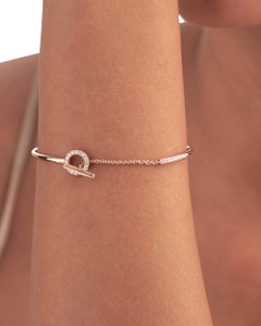 Bracelet en or rose 14 carats serti de diamants, en or massif 14 carats