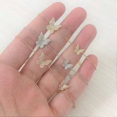 14K Rose Gold Diamond Butterfly Chain Bracelet for Her