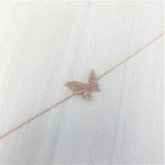 14K Rose Gold Diamond Butterfly Chain Bracelet