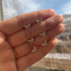 14K Rose Gold Diamond Butterfly Stud Earrings for Her