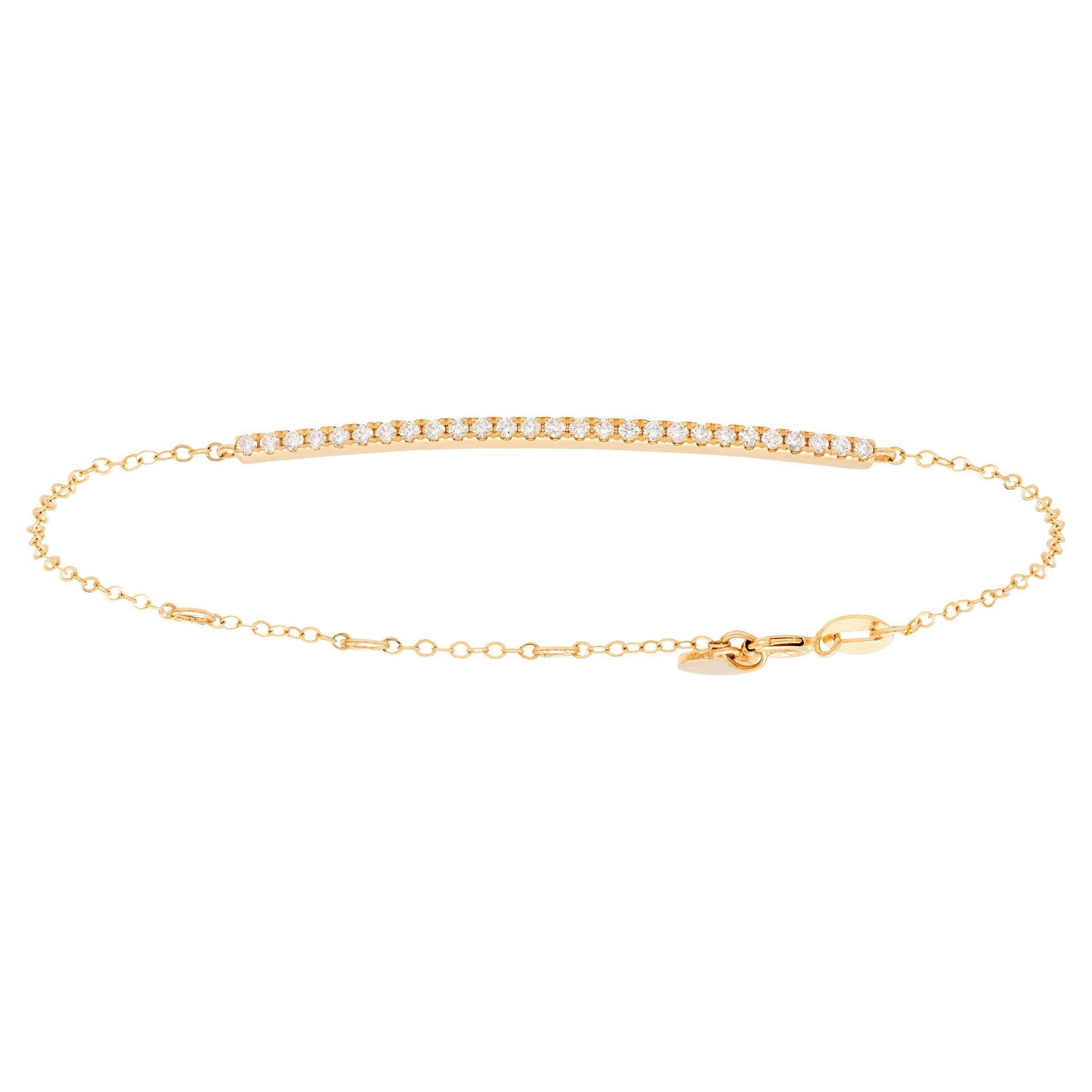 14K Rose Gold Diamond Chain Bracelet For Sale