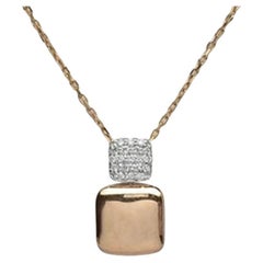 14k Gold Diamond Charm Pendant Necklace Lucky Pillow Charm Necklace