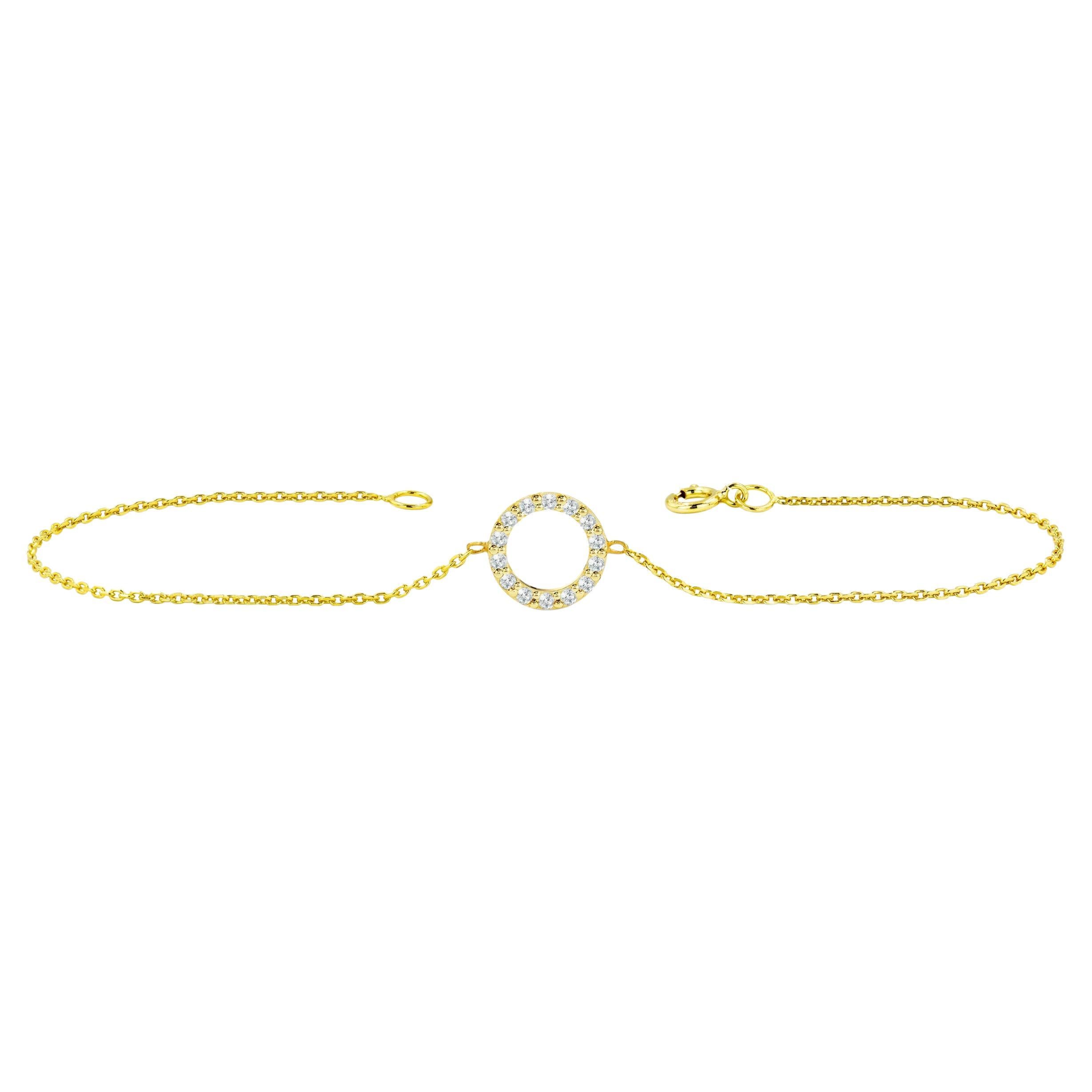 Diamond Circle Bracelet is made of 14k solid gold.
Available in three colors of gold, White Gold / Rose Gold / Yellow Gold.

Natural genuine round cut diamond each diamond is hand selected by me to ensure quality and set by a master setter in our