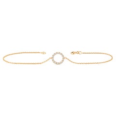 Bracelet rond en or 14 carats avec diamants pavés et halo de diamants