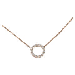 14k Rose Gold Diamond Circle Necklace Layering Necklace