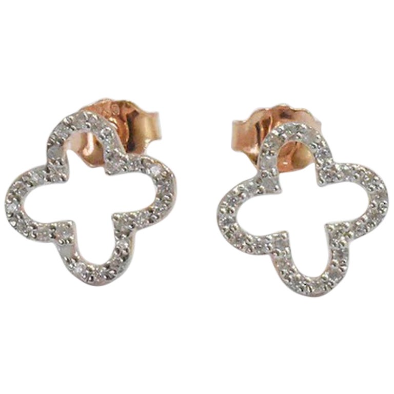 1.20 Carat Lucky Clover Diamond Earrings 18K Gold Earrings Fashion