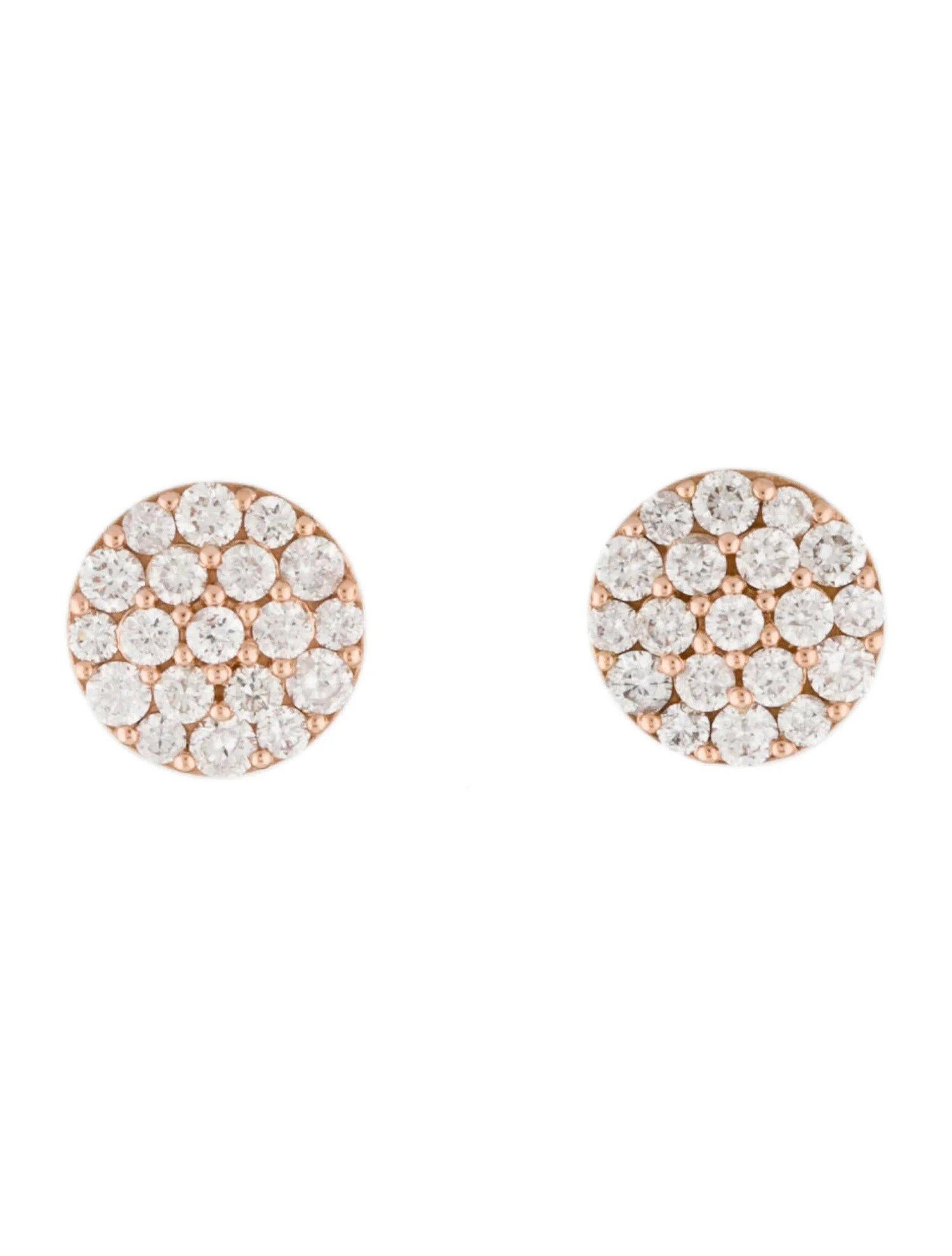 Contemporain Clous d'oreilles en or rose 14 carats avec grappe de diamants pour elle en vente