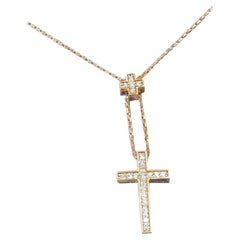 14k Gold Diamond Cross Necklace Lariat Diamond Cross Necklace
