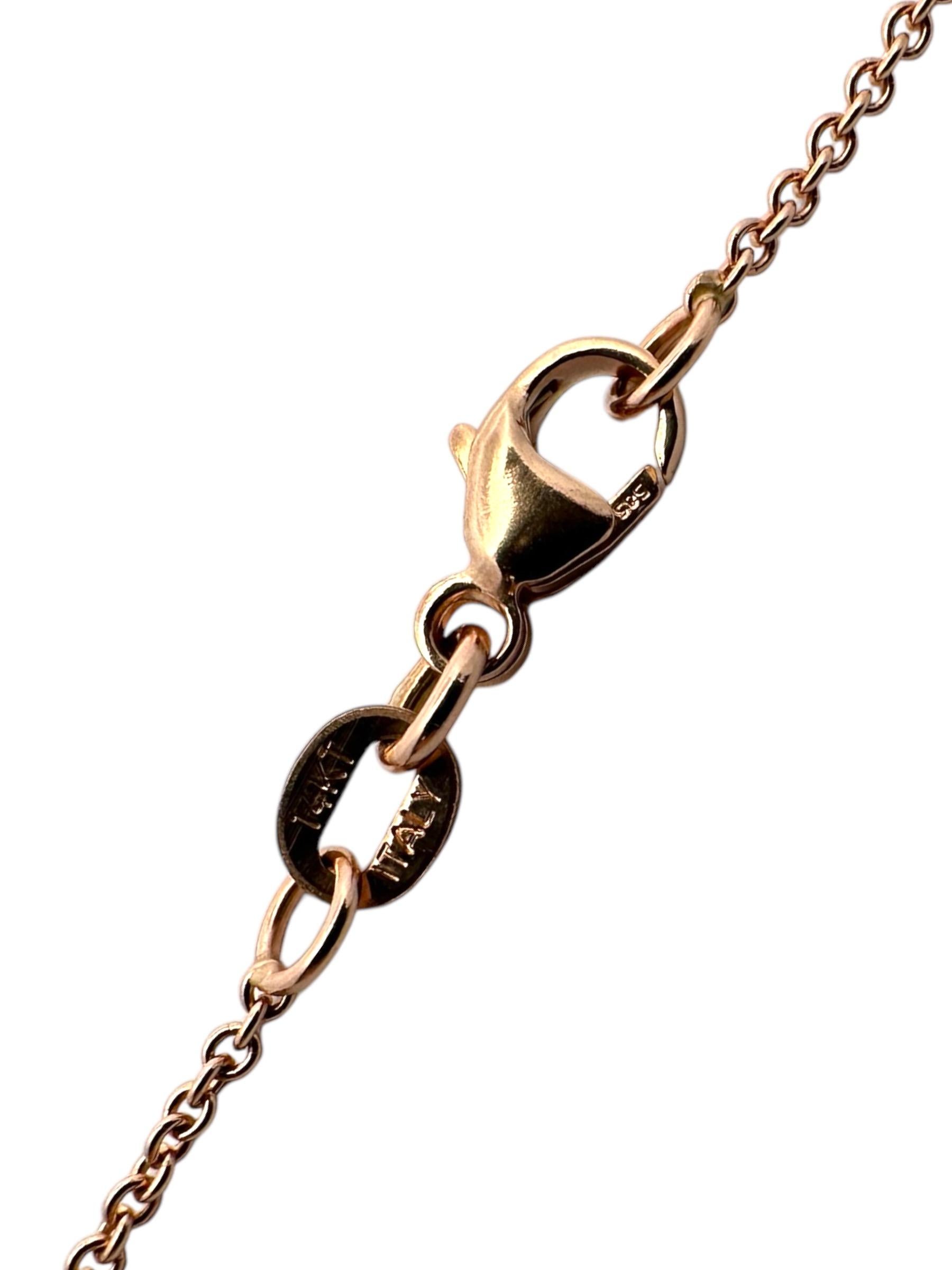 14K Rose Gold Diamond Cross Pendant Necklace For Sale 3